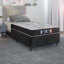 Ver imagem 1 de Cama Box Solteiro Sintético Preto com Colchão de Espuma Semi Ortopédica Extra Firme Resistente Preto