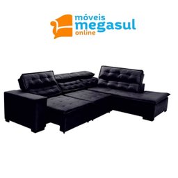 Sofá 5 Lugares Canto 2,80x2,20 M Sttilo Retrátil e Reclinável Chaise e Pillow e Molas Preto - Megasu - 5