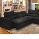 Ver imagem 2 de Sofá 5 Lugares Canto 2,80x2,20 M Sttilo Retrátil e Reclinável Chaise e Pillow e Molas Preto - Megasu