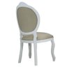 Cadeira Medalhão Entalhada Ii Branca e Linho Bege - 3