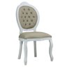 Cadeira Medalhão Entalhada Ii Branca e Linho Bege - 1