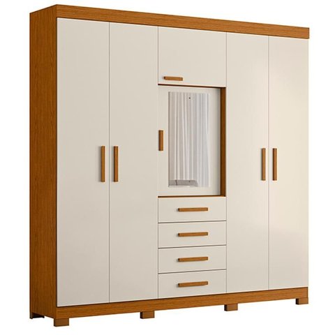 Guarda Roupa Virtus 6 Portas Cinamomo/off White - Abz