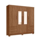 Ver imagem 3 de Guarda-roupa Casal Tibagi 4 Portas 6 Gavetas com Espelho Jatoba - Pnr Móveis