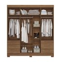 Ver imagem 2 de Guarda-roupa Casal Tibagi 4 Portas 6 Gavetas com Espelho Jatoba - Pnr Móveis