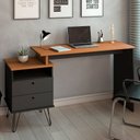 Ver imagem 2 de Mesa Escrivaninha Estilo Industrial Flex Lux A06 Freijó/preto - Mpozenato