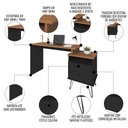 Ver imagem 3 de Mesa Escrivaninha Estilo Industrial Flex Lux A06 Freijó/preto - Mpozenato
