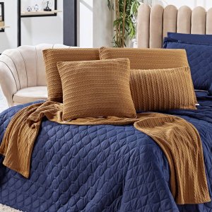 Kit de Peseira Royale Tricot com Fronhas e Almofadas 05 Peças - Tecido Malha Tricô com Elastano Deco