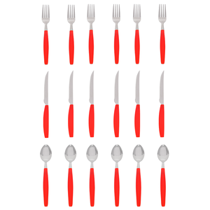 Jogo de Talheres 36 Peças Garfo, Faca e Colher Inox Linha Mato Grosso Cor:Vermelho