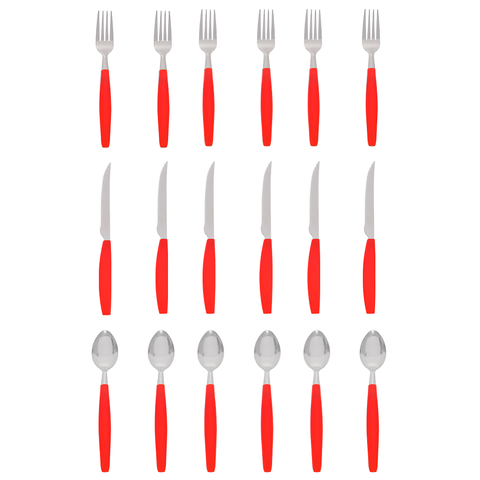 Jogo de Talheres 36 Peças Garfo, Faca e Colher Inox Linha Mato Grosso Cor:Vermelho