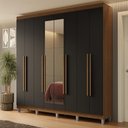 Ver imagem 1 de Guarda-Roupa Casal com Pés 8 Portas Batentes com Espelho Netuno Madesa