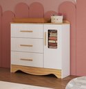 Ver imagem 4 de Cômoda Clara 1 Porta 3 Gavetas - Moveis Peroba Amendoa/branco