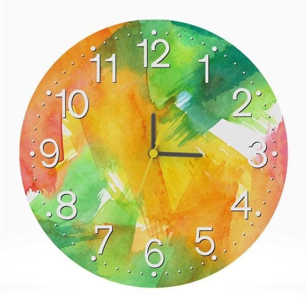 Relógio De Parede Decorativo Pintura Colorida 25x25 Sala - 1