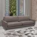Ver imagem 1 de Sofá Decorativo Isaac 3 Lugares Sala de Estar 240cm Pés em Aço Couro Avelã G88 - Gran Belo