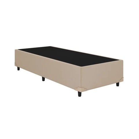 Base Box Solteiro Suede Premium Santo Box 40x88x188:bege