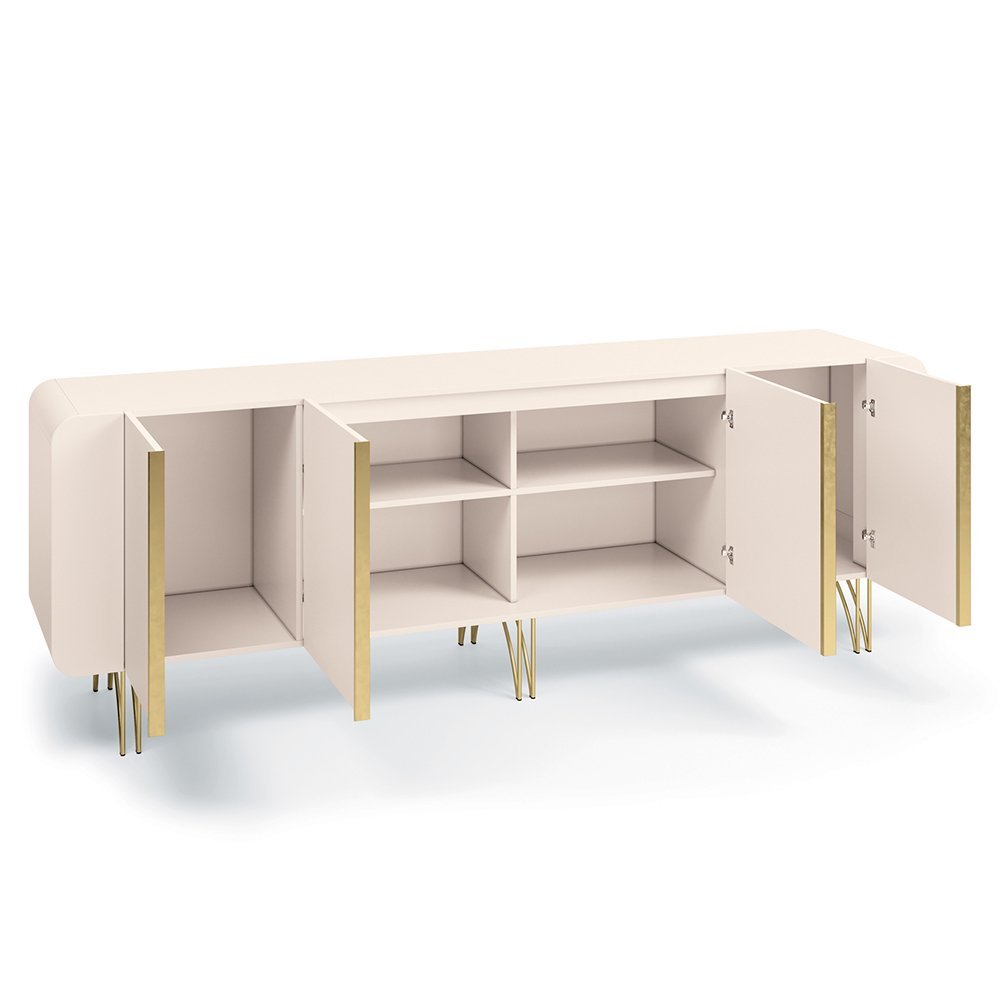 Aparador Buffet Bar Living Para Sala de Estar 04 Portas 220 cm Santiago B01 Off White - Lyam Lyam De - 3