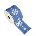 Ver imagem 1 de Fita Decorativa Azul com Floco de Neve Branco Ft1231