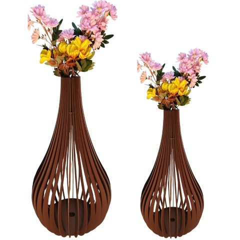 Vaso de Chão Decorativo Grande Capadócia Mdf:marrom/kit com 2 - 90x40cm e 60x30cm