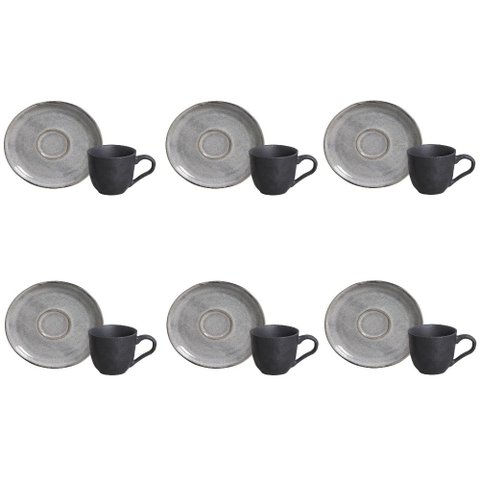Conjunto de Xícara de Cafezinho com Pires 06 Peças Bio Dust Porto Brasil Conj Xícara Cafezinho Bio D