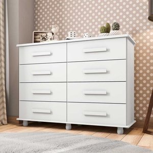 Cômoda 8 Gavetas Paris Lanza:Branco