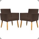Ver imagem 1 de Kit 2 Poltronas Decorativas Para Recepção Manicure Sala Escritório Consultório Corino Marrom