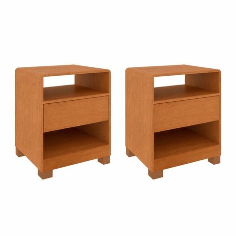Kit 2 Mesas de Cabeceira 1 Gaveta Orgânica Luna 100% MDF 46cm Espresso Móveis Marrom