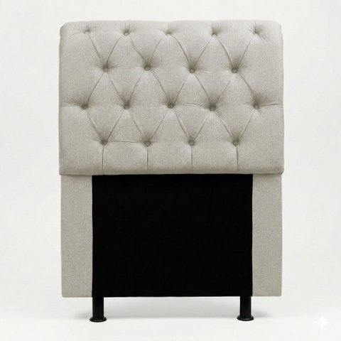 Cabeceira Cama Box Solteiro Sarah 90cm com Frame Linho Bege Cru - Abmaza