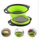 Ver imagem 2 de Escorredor Retratil em Silicone Macarrao Legumes Arroz Salada Cozinha Multiuso Verde