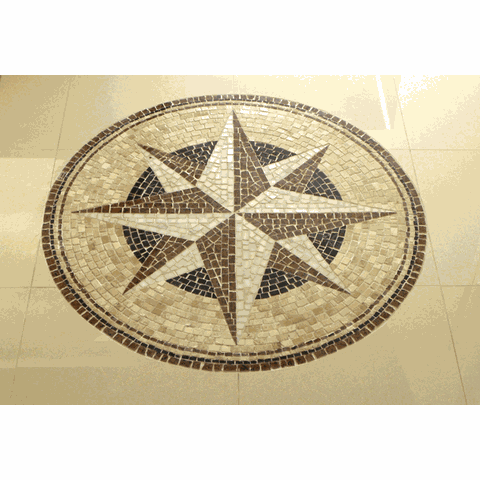 Rosa Dos Ventos em Mosaico para Piso 120cm