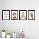 Ver imagem 2 de Kit 4 Quadros Infantis Princesas - Tenha Coragem 45x34cm:moldura Branca