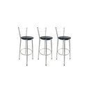 Ver imagem 1 de Kit 3 Banqueta Alta Prata Cozinha Gourmet Americana Balcão:preto Floral