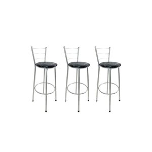 Kit 3 Banqueta Alta Prata Cozinha Gourmet Americana Balcão:preto Floral