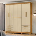 Ver imagem 1 de Guarda-Roupa Casal com 6 Portas 6 Gavetas e Chaves 200cm Multimóveis CR35672 Madeirado/Off White