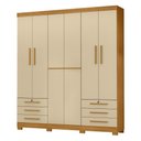 Ver imagem 2 de Guarda-Roupa Casal com 6 Portas 6 Gavetas e Chaves 200cm Multimóveis CR35672 Madeirado/Off White