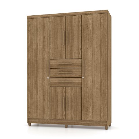 Guarda Roupa Solteiro 6 Portas e 3 Gavetas Imperial Nature - Pallazio