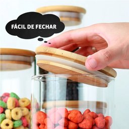 Pote de Vidro Hermético Tampa Bambu 800ml (Alto) U UNICA UNICA - 6