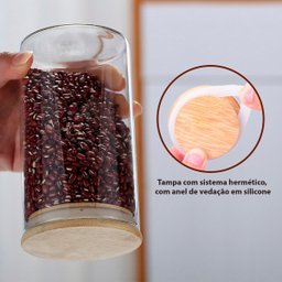 Pote de Vidro Hermético Tampa Bambu 800ml (Alto) U UNICA UNICA - 4