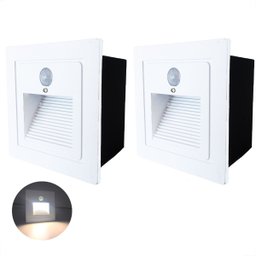 2 Balizador Led Embutir Sensor Presença Parede Branco Lup73 - 2