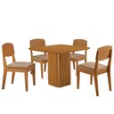 Ver imagem 2 de Conjunto Mesa de Jantar 90cm com 4 Cadeiras 100% MDF Multimóveis Crrft-CON053 Madeirado/Bege