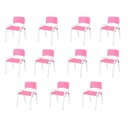 Ver imagem 1 de Kit 11 Cadeiras Infantil Iso, Escola, Base Branco- Rosa