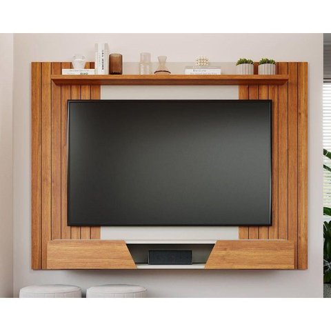 Rack Bancada com Painel para Tv até 70 Pol Santiago 2 Portas 180x135cm Cinamomo-off White - Permó