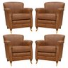 Kit 04 Poltronas Decorativas Sala de Estar Brunei Pés Príncipe Couro Mel - Gran Belo - 1