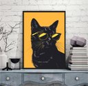Ver imagem 1 de Quadro Decorativo Gato de Óculos Escuro 24x18cm:moldura Branca