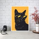 Ver imagem 2 de Quadro Decorativo Gato de Óculos Escuro 24x18cm:moldura Branca