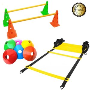 Escada Agilidade + 0 Pratos + Kit Cone Obstáculo para Treino