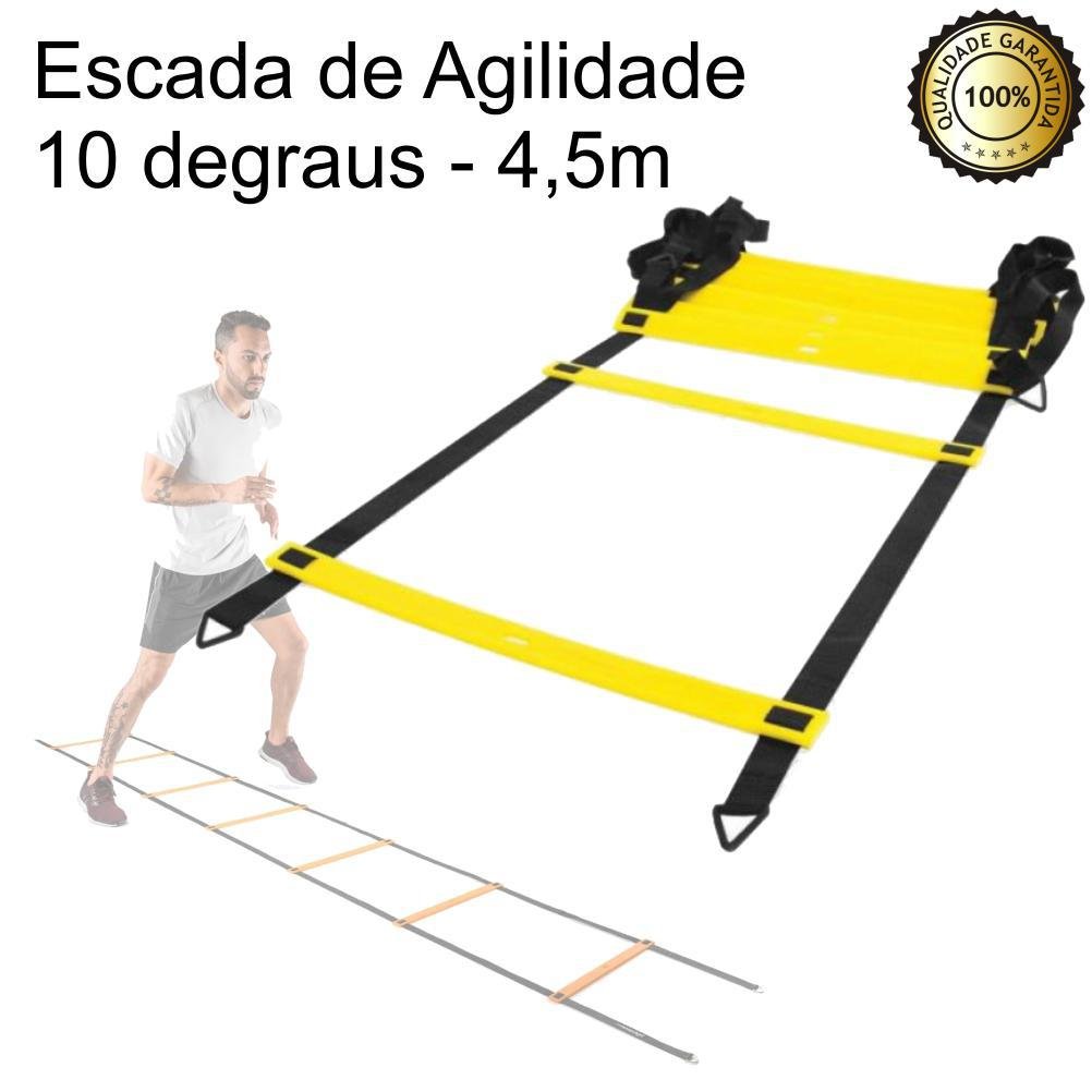 Escada Agilidade + 0 Pratos + Kit Cone Obstáculo para Treino - 2