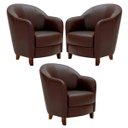 Ver imagem 1 de Kit 3 Poltronas Decorativas Sala de Estar Pés Madeira Kairós Couro Chocolate - Gran Belo