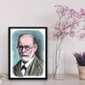 Quadro Desenho Freud 45x34cm - com vidro:Madeira preta - 2