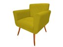 Ver imagem 3 de Kit Namoradeira + 1 Poltrona Decorativa Sabrina Couro Amarelo Pés Madeira Mz Decor