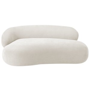 Recamier Sofá Curvo Luxo Recepção Lado Direito Canadá 150cm Bouclé Branco - Incasa Decor