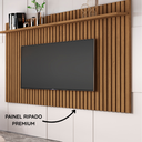 Ver imagem 3 de Painel de TV Suspenso Ripado para Sala Classic 1,80 x 1,35 - Freijó